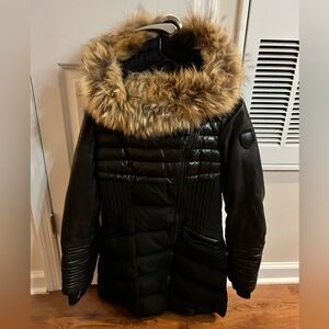 LEATHER FOX FUR PUFFER WOMANS JACKET
